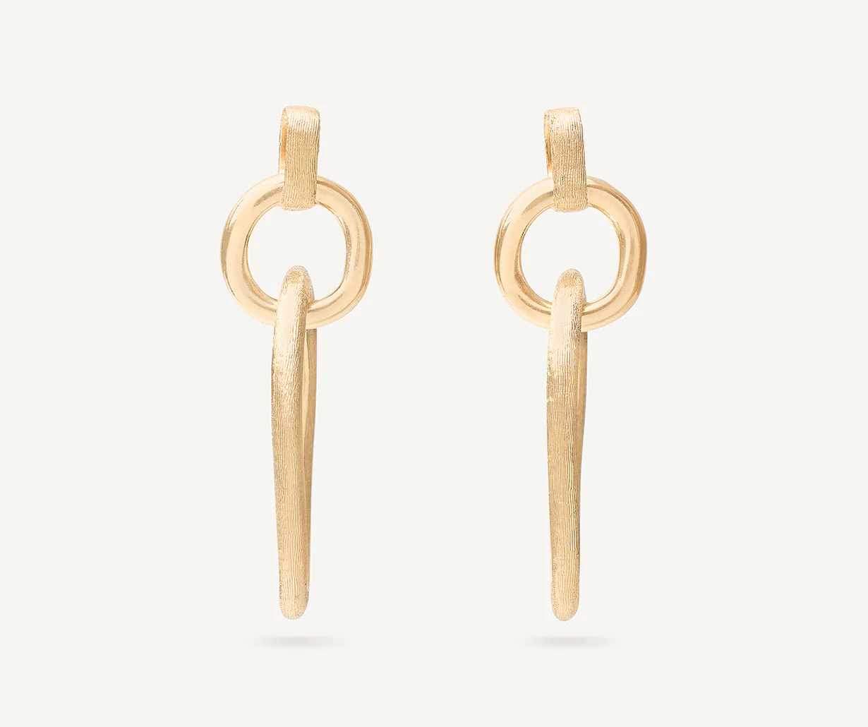 18K Yellow Gold Link Earrings, 1.5"