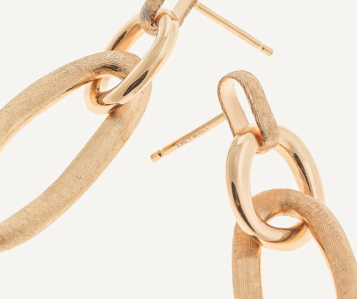 18K Yellow Gold Link Earrings, 1.5" - Image 3