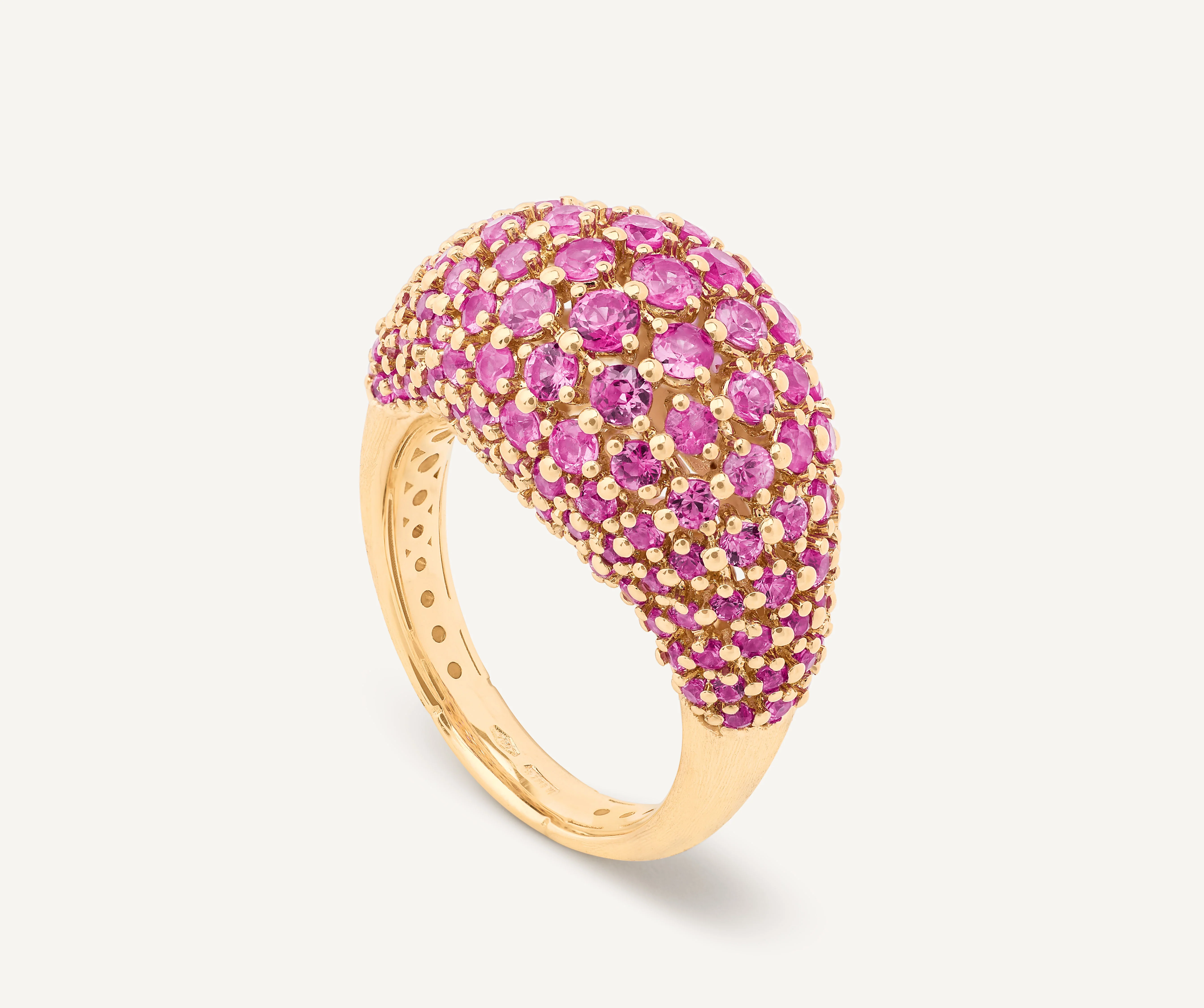 18K Yellow Gold Pink Sapphire Cocktail Ring