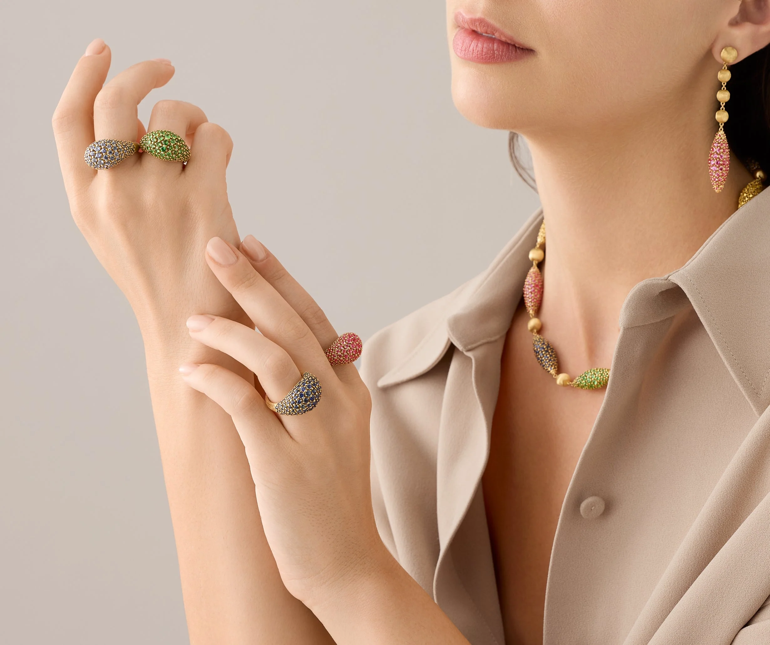 18K Yellow Gold Tsavorite Cocktail Ring - Image 4