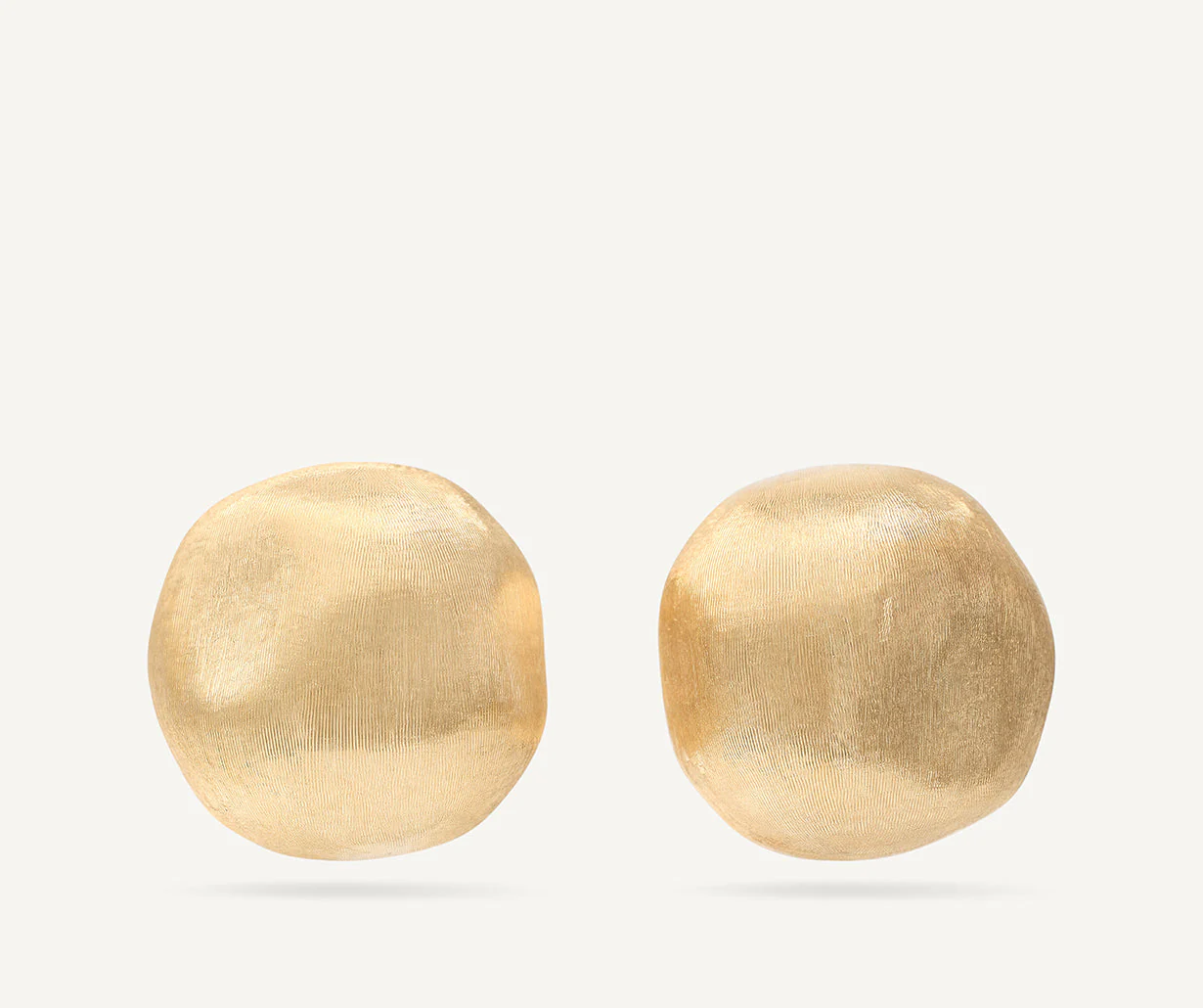 18K Yellow Gold Round Stud Earrings, 0.7"