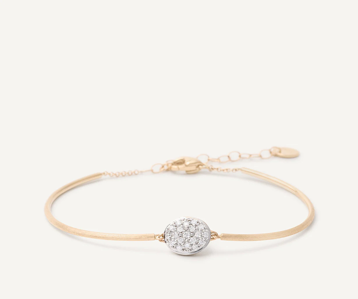 18K Yellow Gold Semi-Rigid Bangle with Diamonds