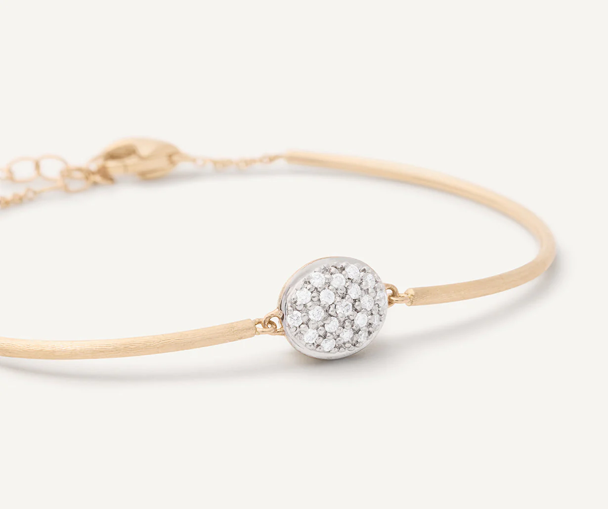 18K Yellow Gold Semi-Rigid Bangle with Diamonds - Image 3