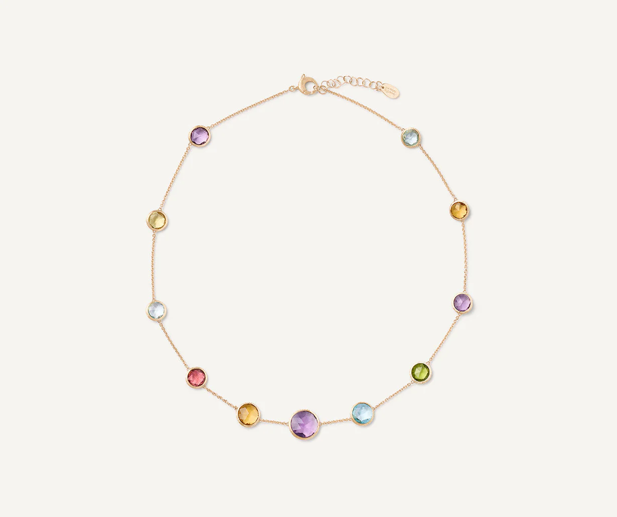 18K Yellow Gold Gemstone Necklace, 16.5"-18"
