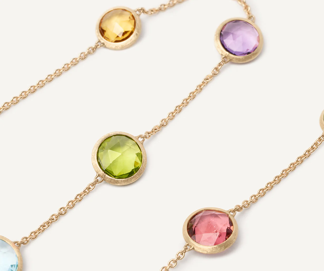 18K Yellow Gold Gemstone Necklace, 16.5"-18" - Image 3