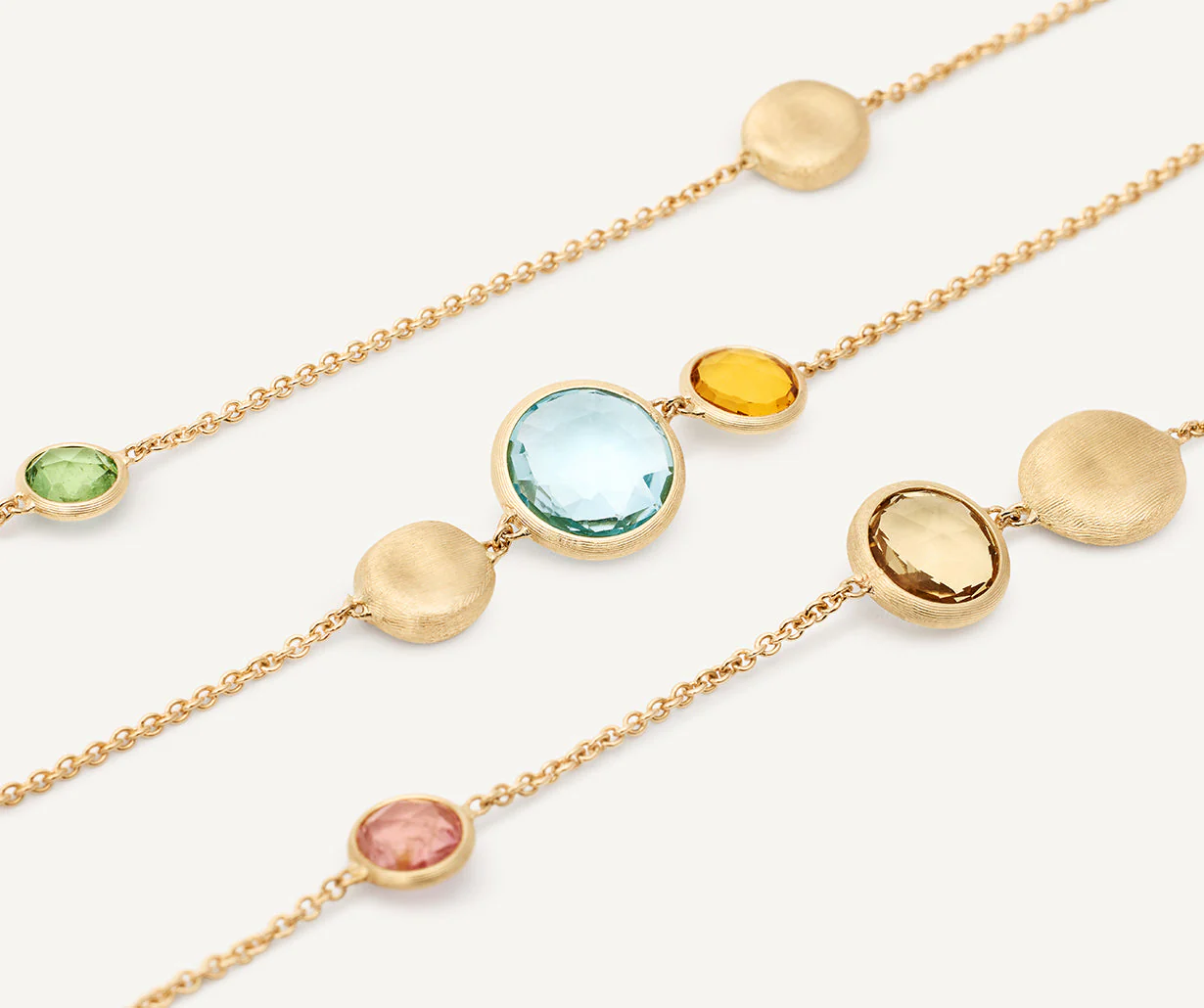 18K Yellow Gold Gemstone Necklace, 16.25"-17.75" - Image 3