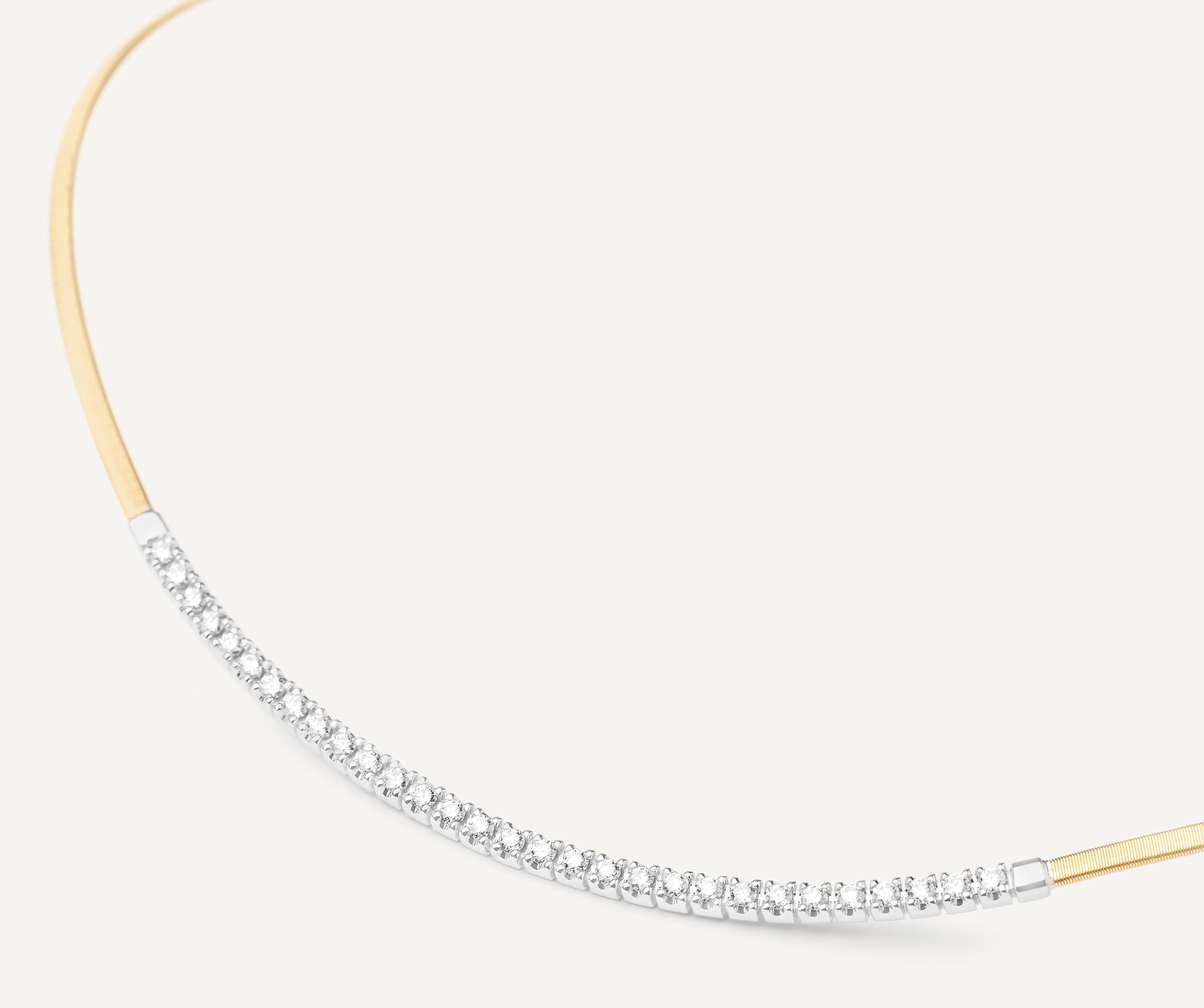 18K Yellow Gold Coil Necklace with Single Diamond Bar, 16.5" - Image 3