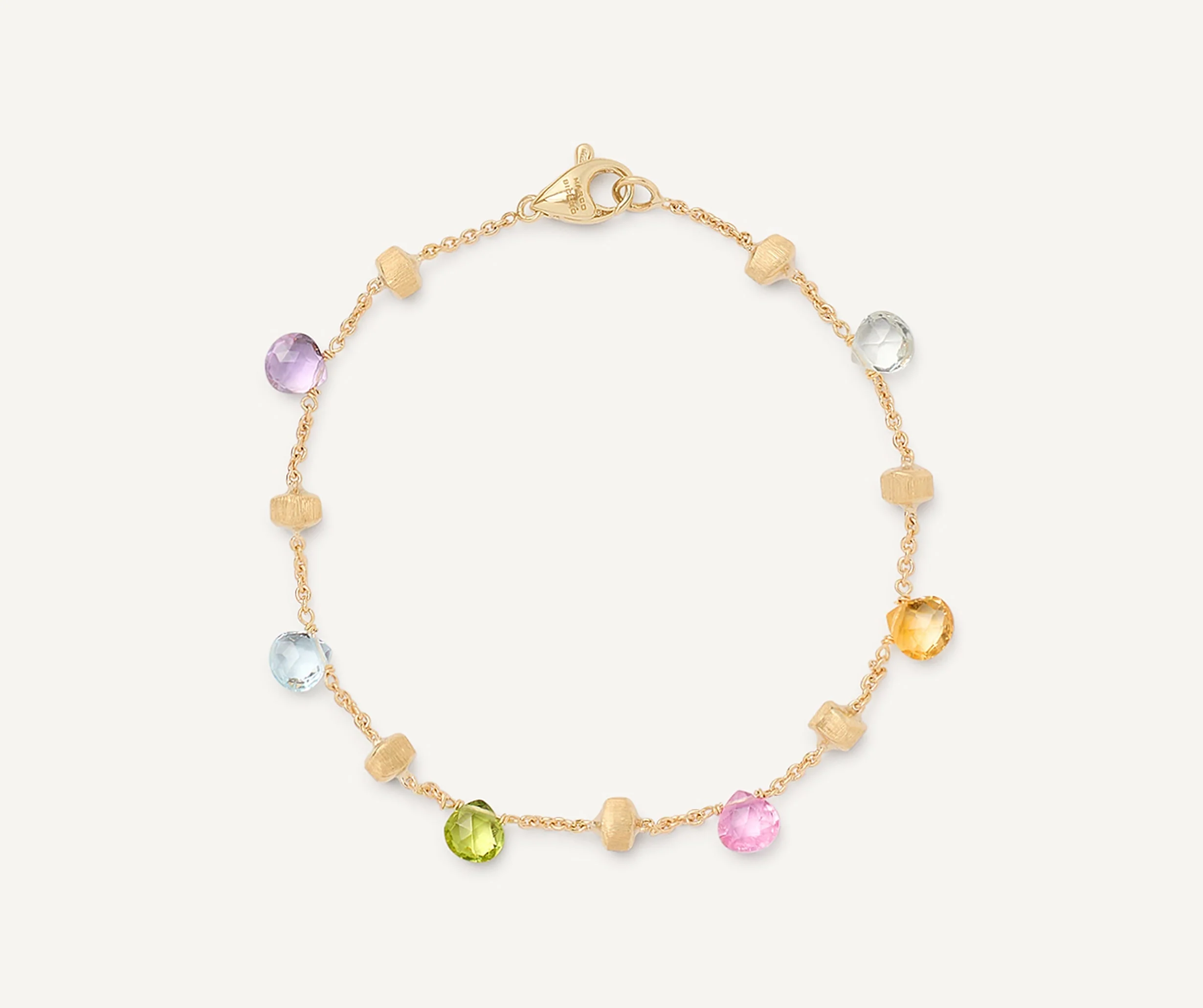 18K Yellow Gold Gemstone Bracelet, 7"