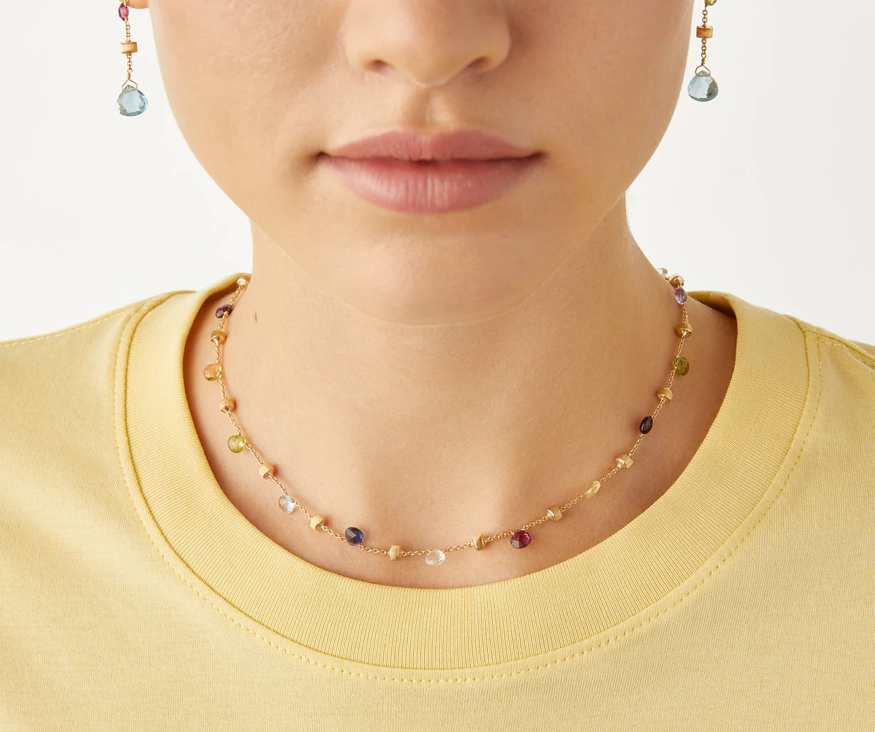 18K Yellow Gold Gemstone Necklace, 16"-17.5" - Image 2