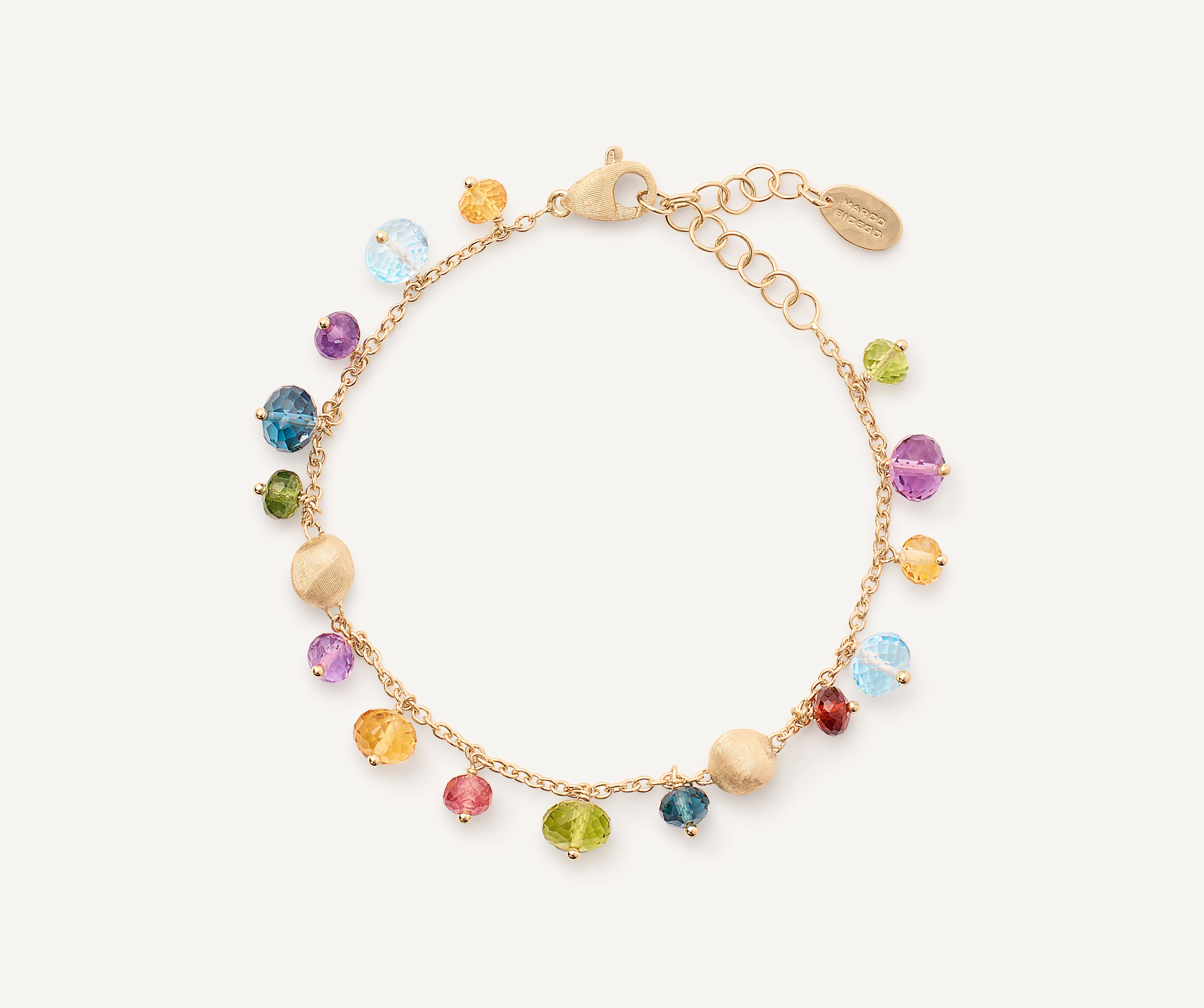 18K Yellow Gold Gemstone Bracelet, 6"-7.5"