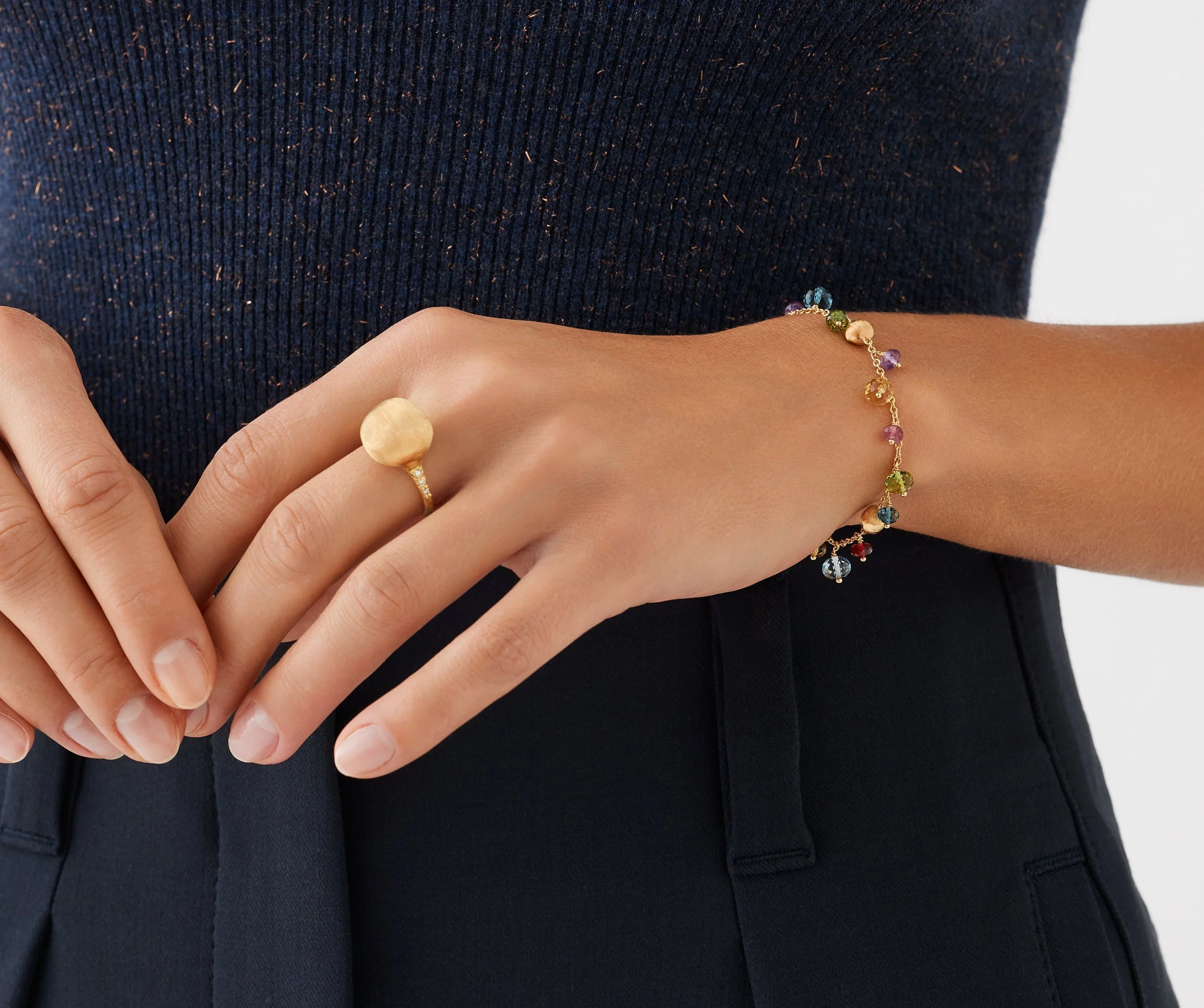 18K Yellow Gold Gemstone Bracelet, 6"-7.5" - Image 2