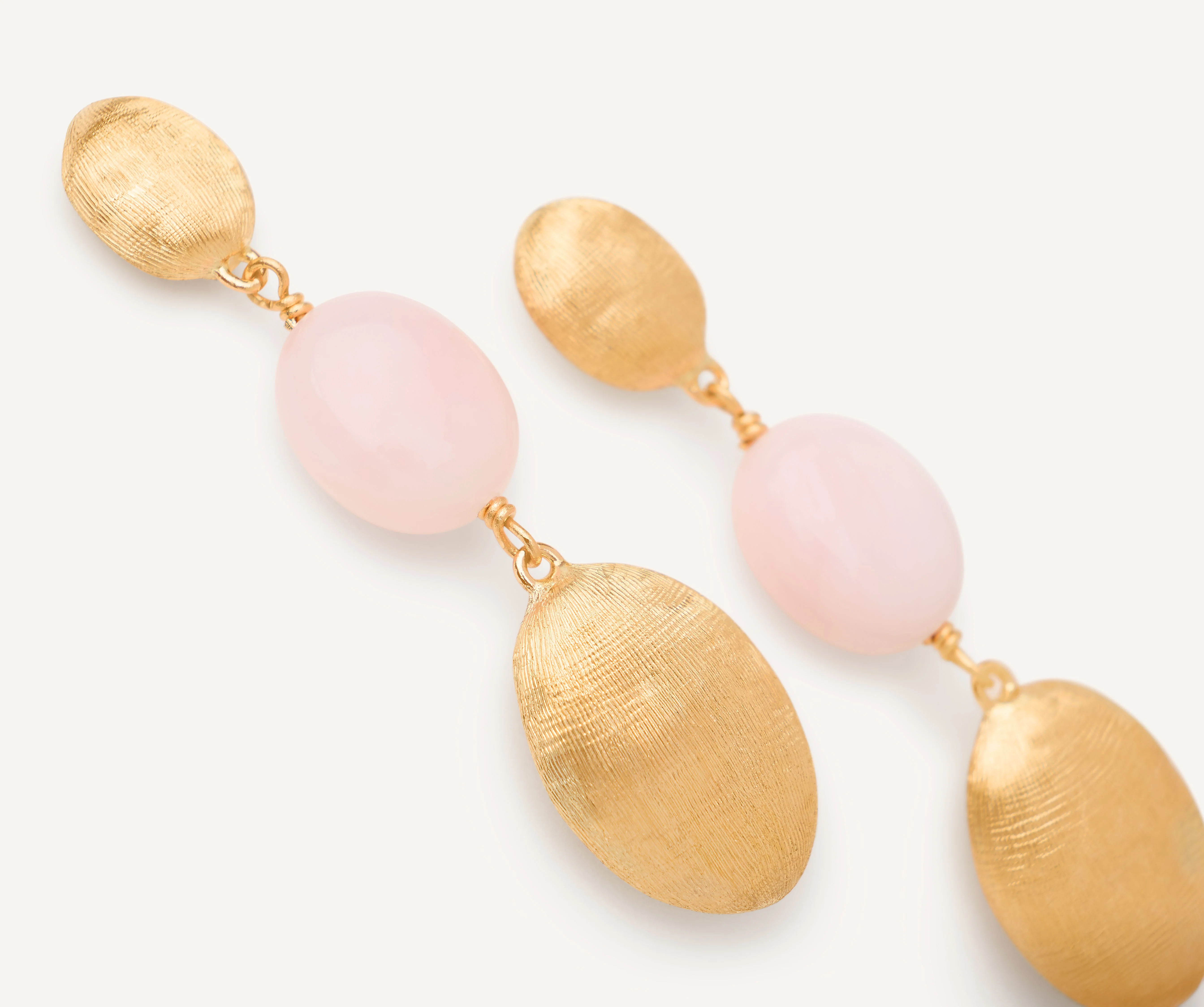 18K Yellow Gold Opal Earrings, 1.4" - Image 3