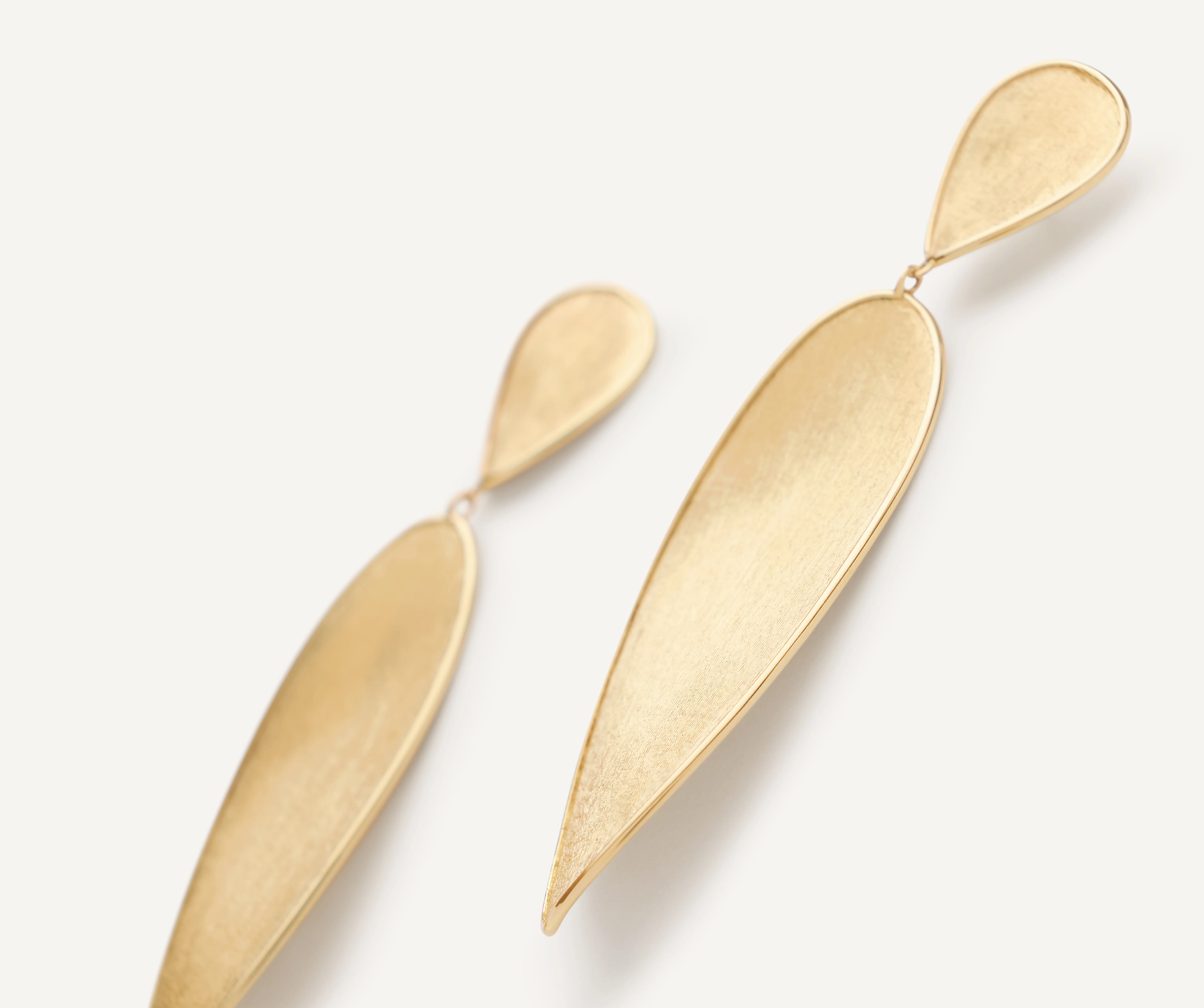 18K Yellow Gold Petal Earrings, 2.24" - Image 3