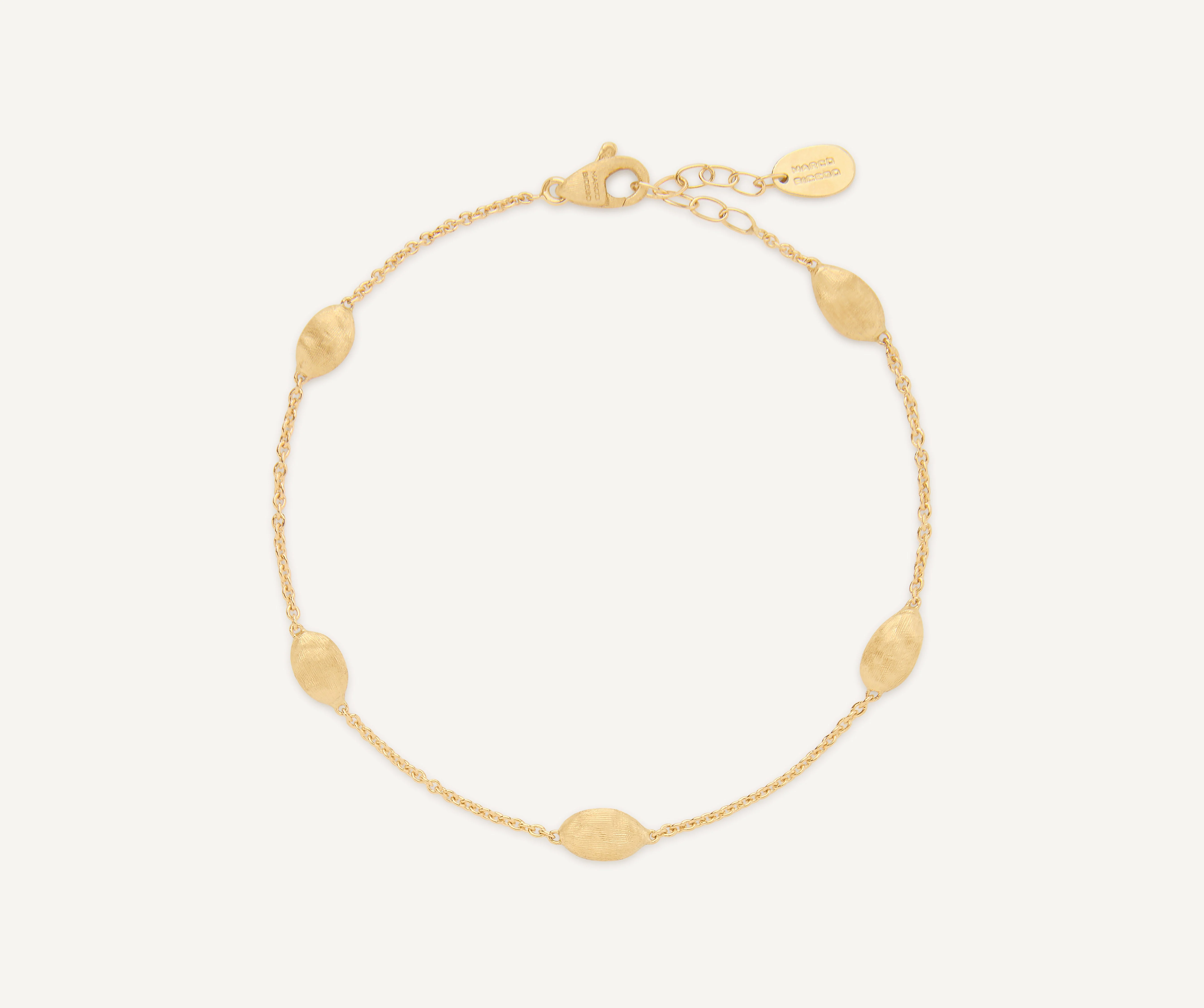 18K Yellow Gold Small Bean Bracelet, 6.5"-8'