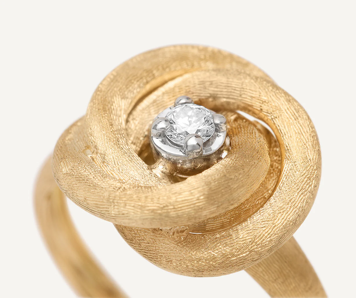 18K Yellow Gold Floral Ring with Diamond Station - Image 3