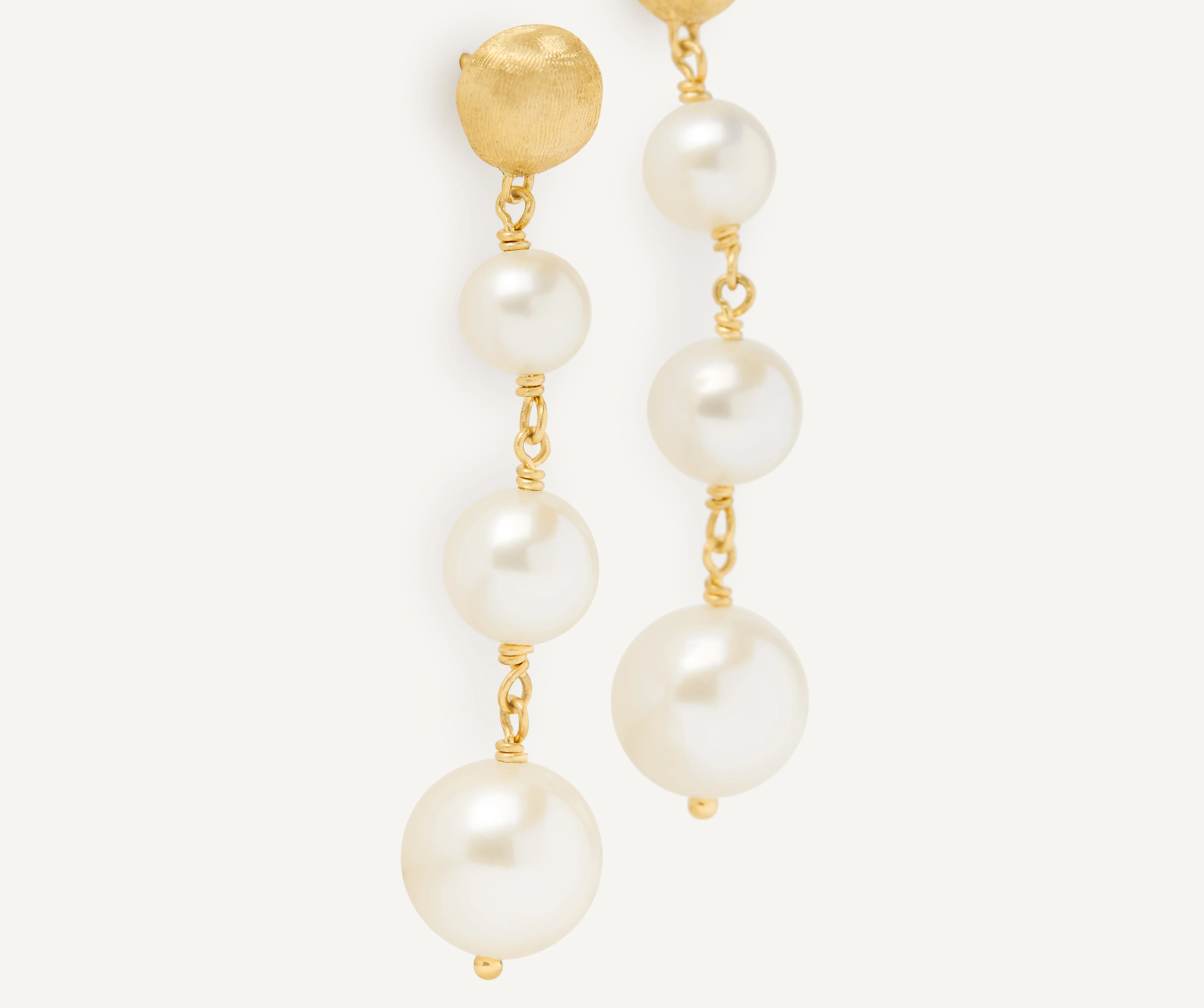 18K Yellow Gold Statement Earrings with Pearls, 1.5" - Image 3