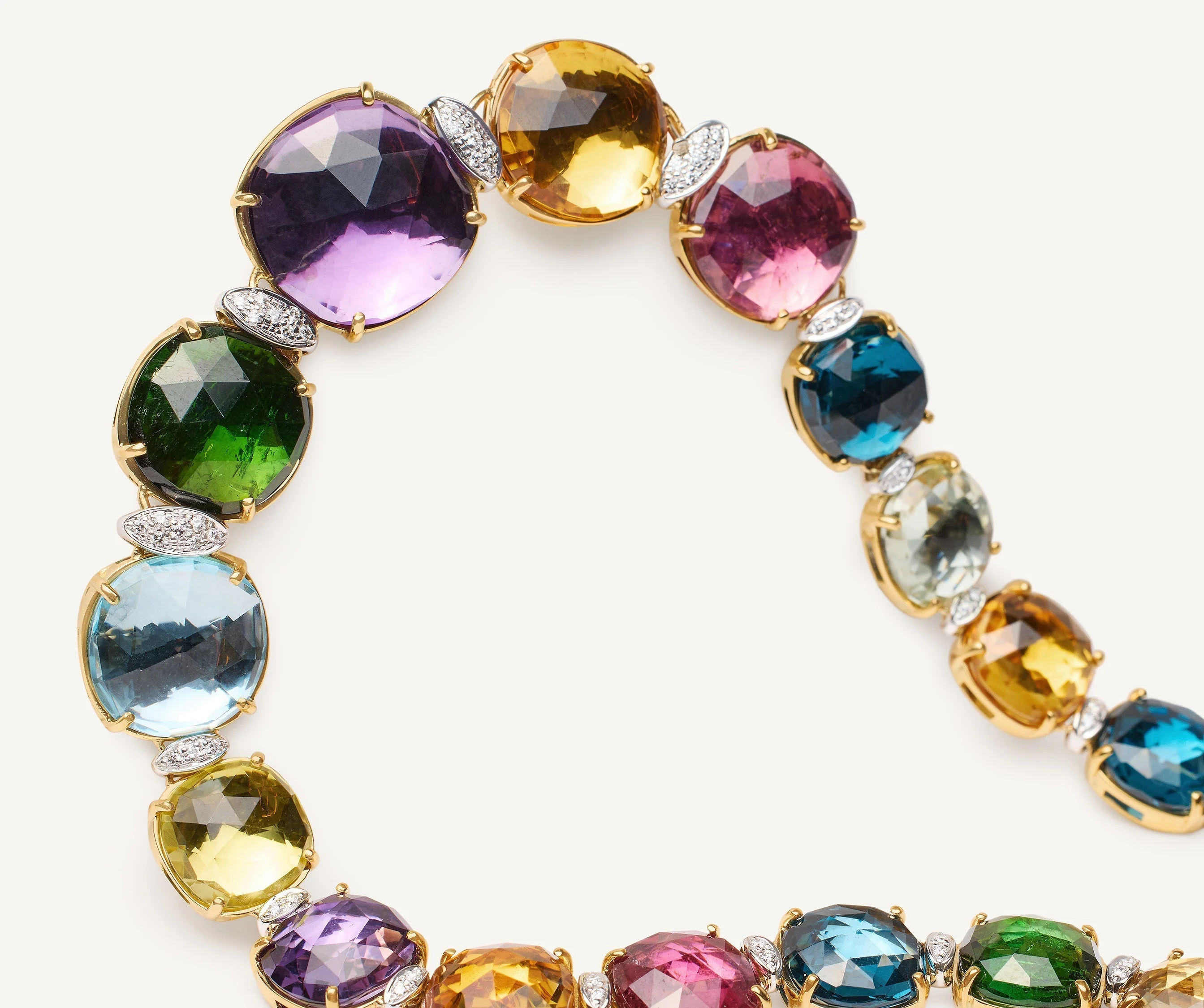 18K Yellow Gold Gemstone Necklace with Diamonds, 17.75" - Image 3