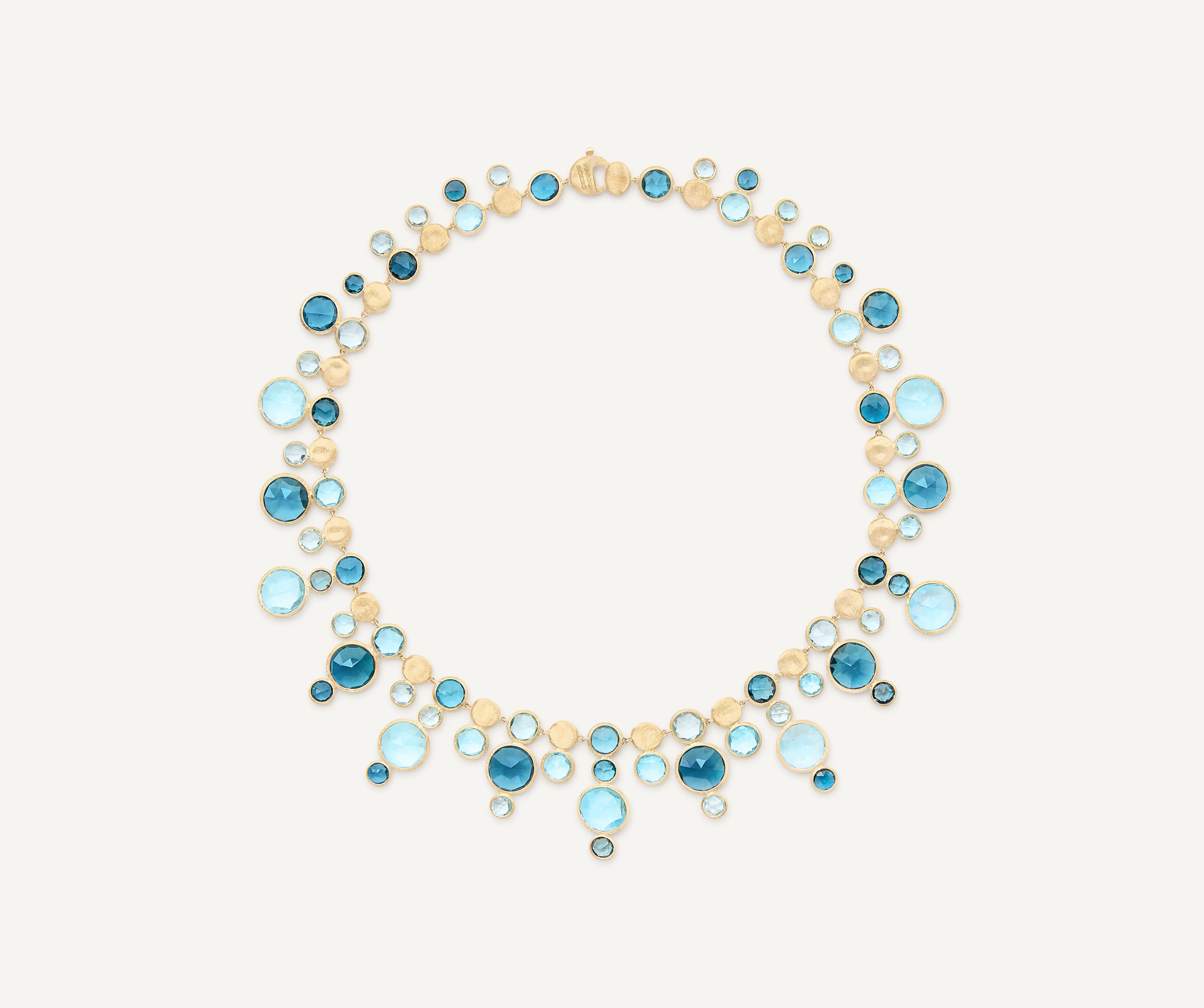 18K Yellow Gold Blue Topaz Statement Necklace, 17"