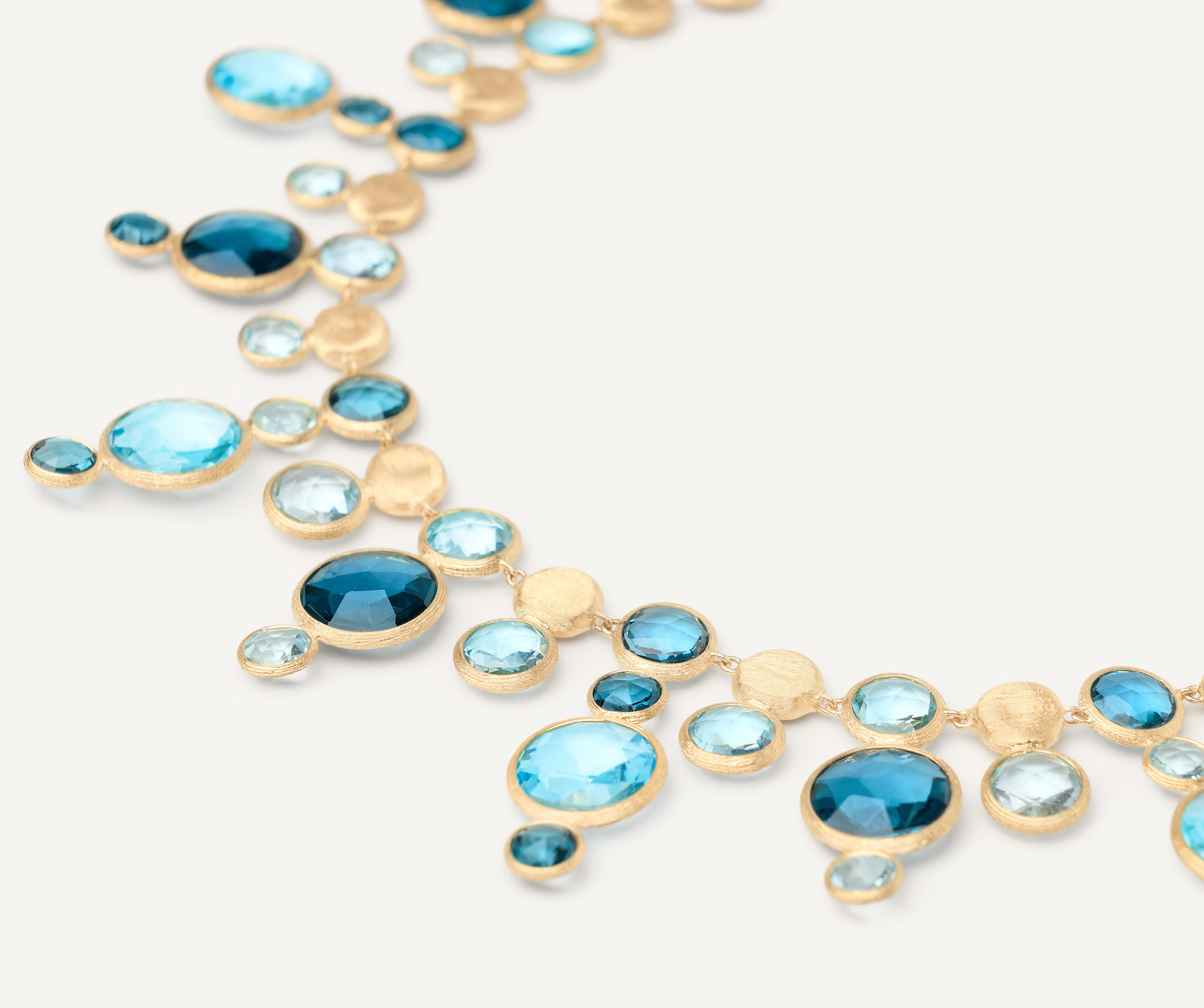 18K Yellow Gold Blue Topaz Statement Necklace, 17" - Image 3