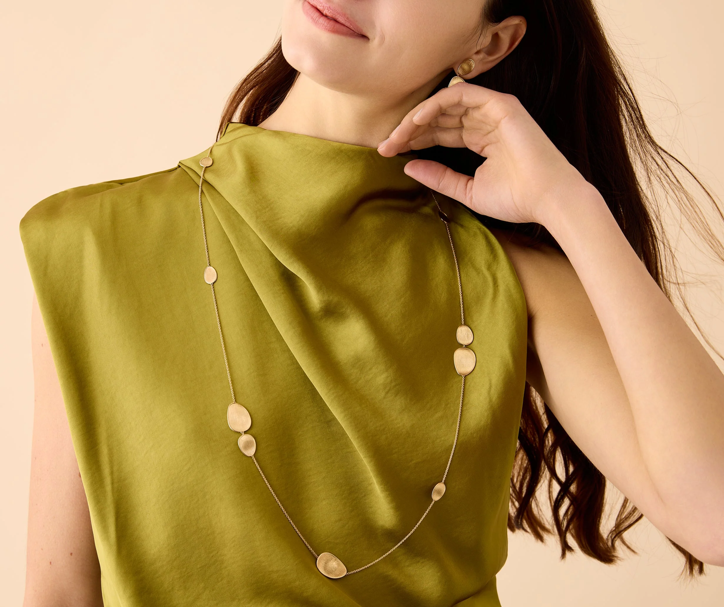 18K Yellow Gold Scattered Petal Necklace, 36" - Image 2