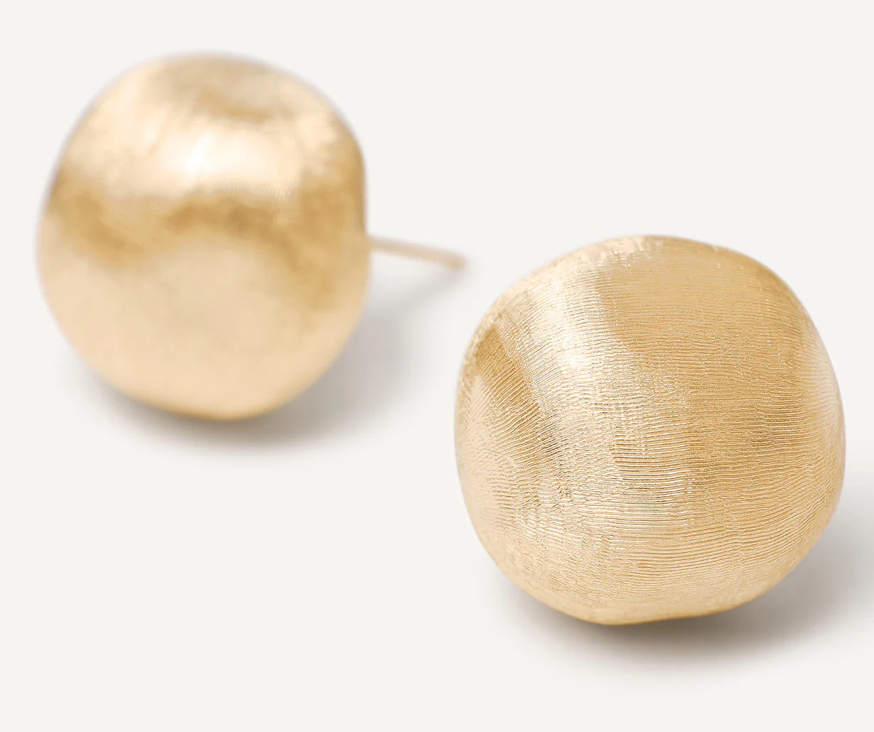 18K Yellow Gold Round Stud Earrings, 0.5" - Image 3
