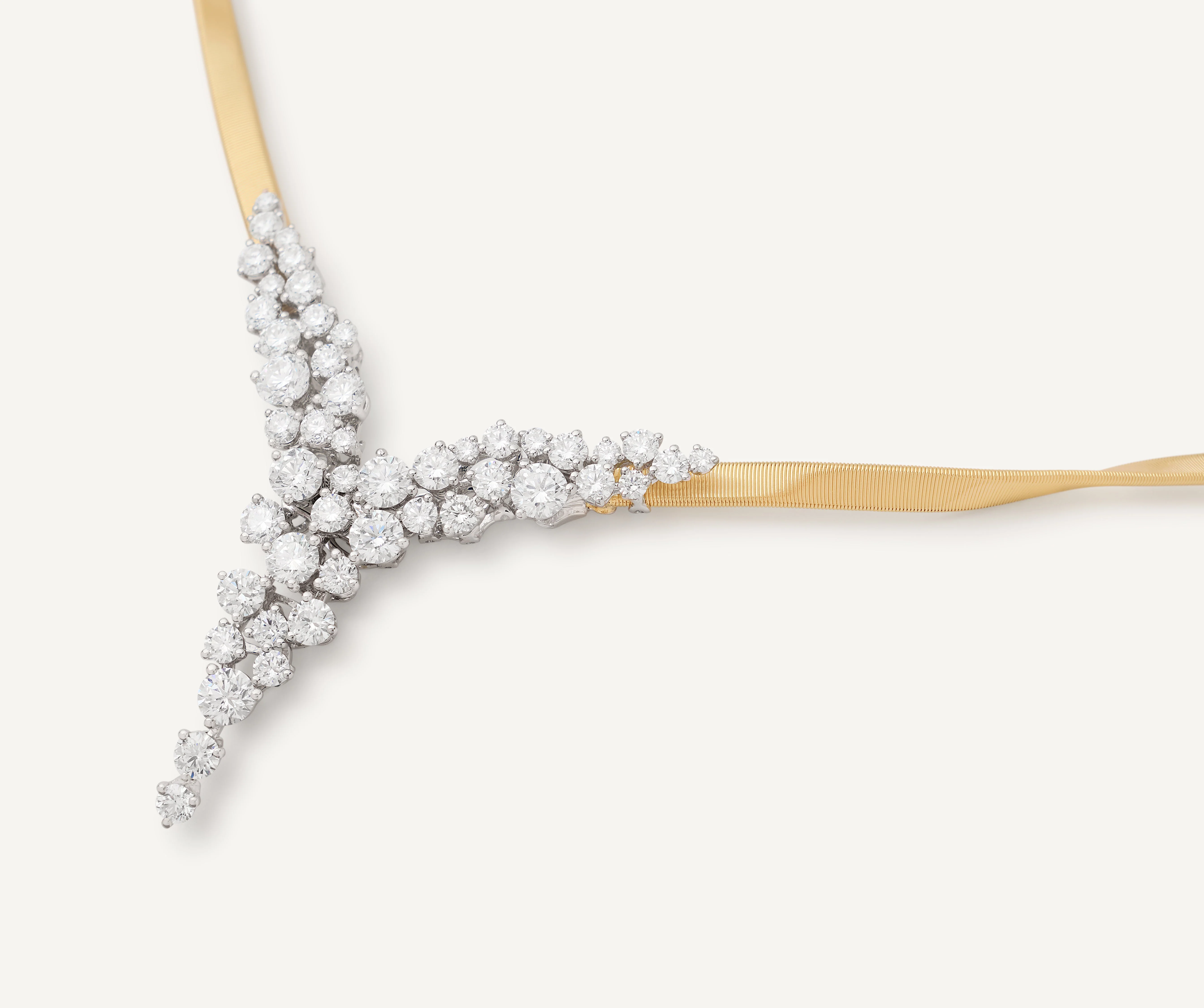 18K Yellow Gold Diamond V-Shaped Coil Necklace, 16.5" - Image 3