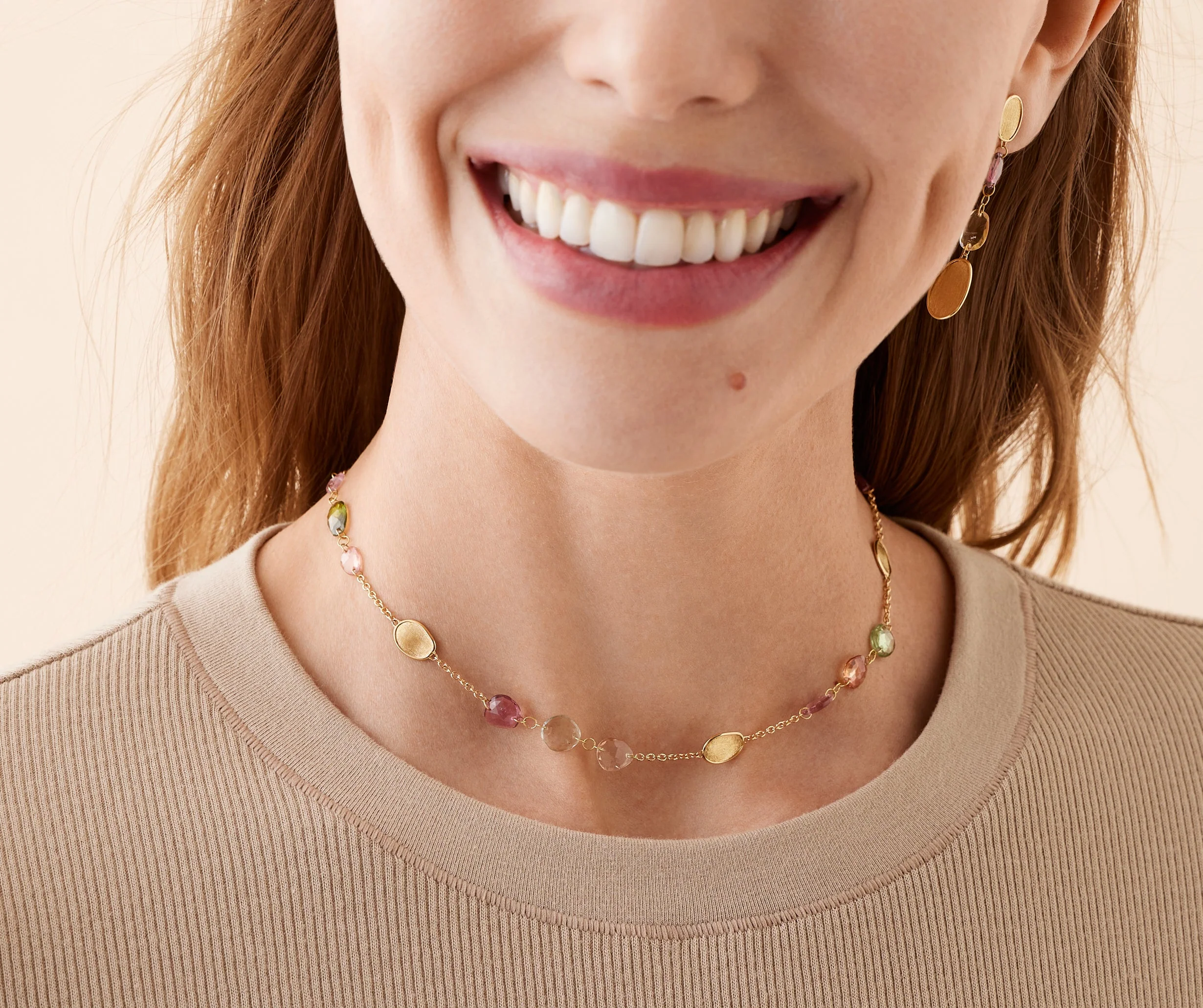 18K Yellow Gold Tourmaline Necklace, 16.5"-18" - Image 2