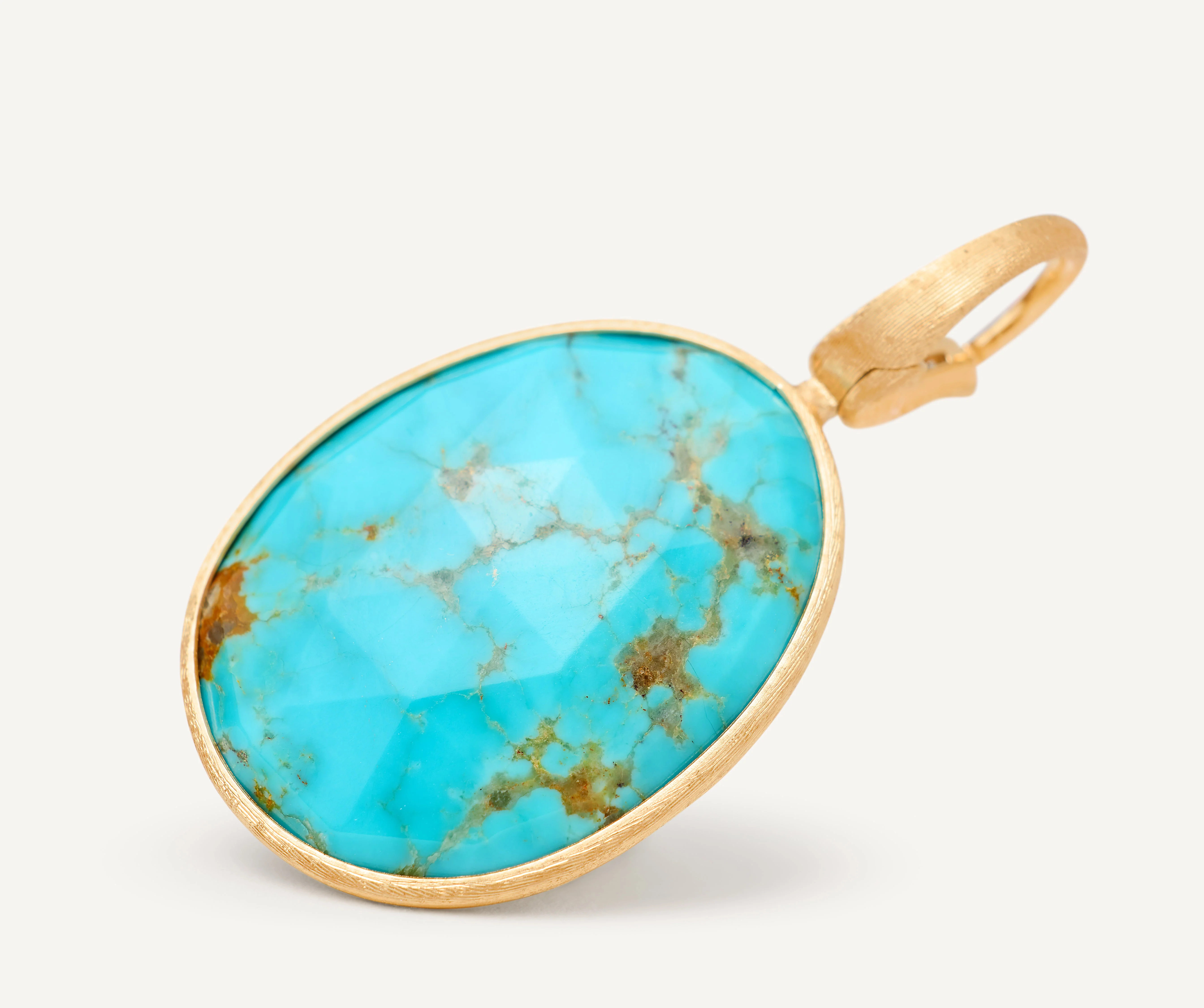 18K Yellow Gold Turquoise Pendant, 1.65" - Image 3