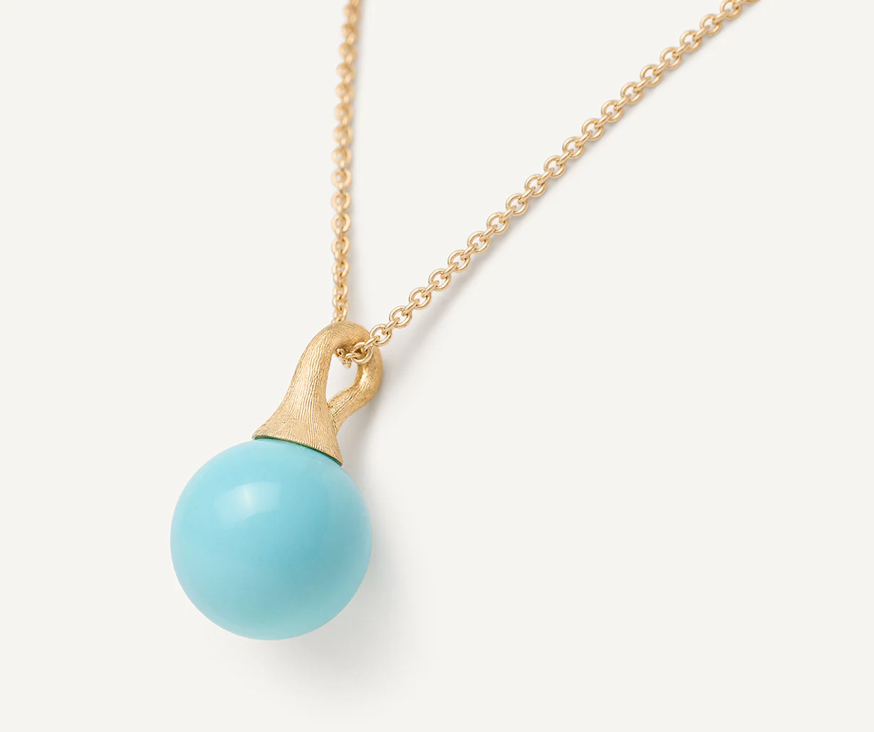 18K Yellow Gold Turquoise Pendant Necklace, 15.25"-16.75" - Image 3
