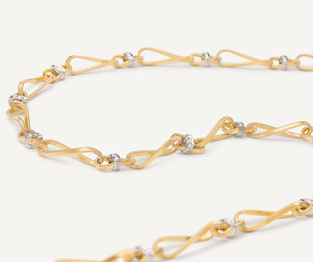 18K Yellow Gold Coil Link Necklace with Diamonds, 18" - Image 3