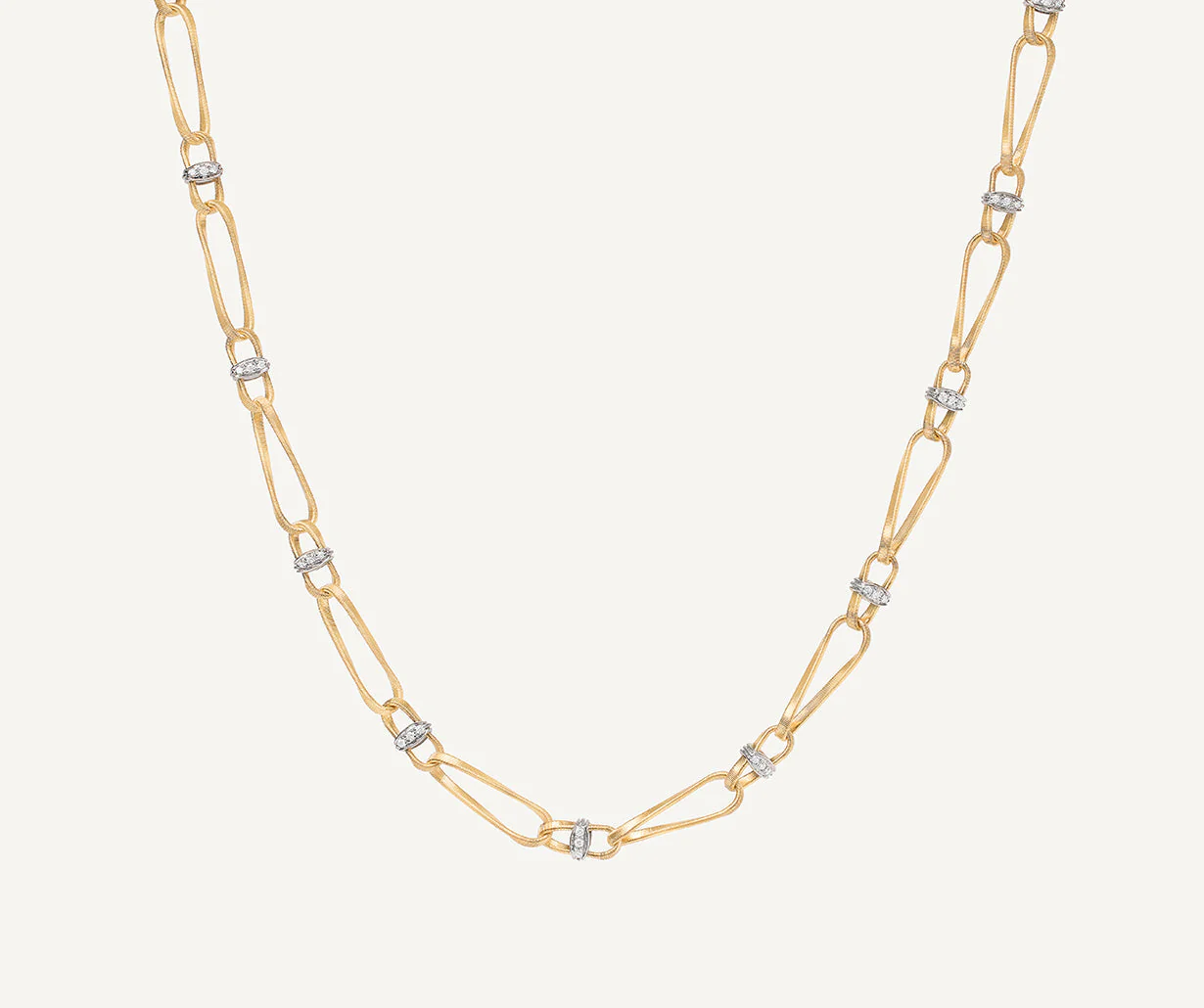 18K Yellow Gold Coil Link Necklace with Diamonds, 18" - Image 4