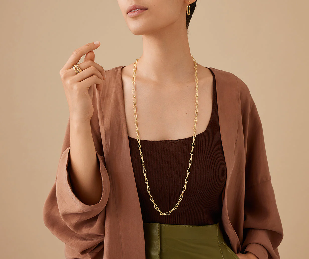18K Yellow Gold Coil Link Necklace, 36" - Image 2