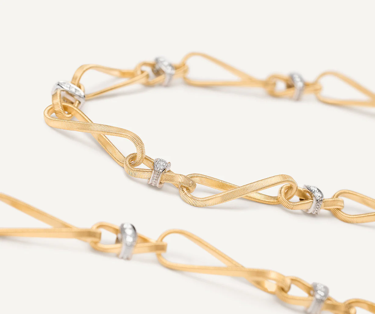 18K Yellow Gold Coil Link Necklace with Diamonds, 36" - Image 3