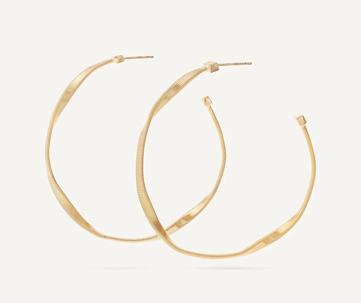 18K Yellow Gold Coil Hoops, 1.6"